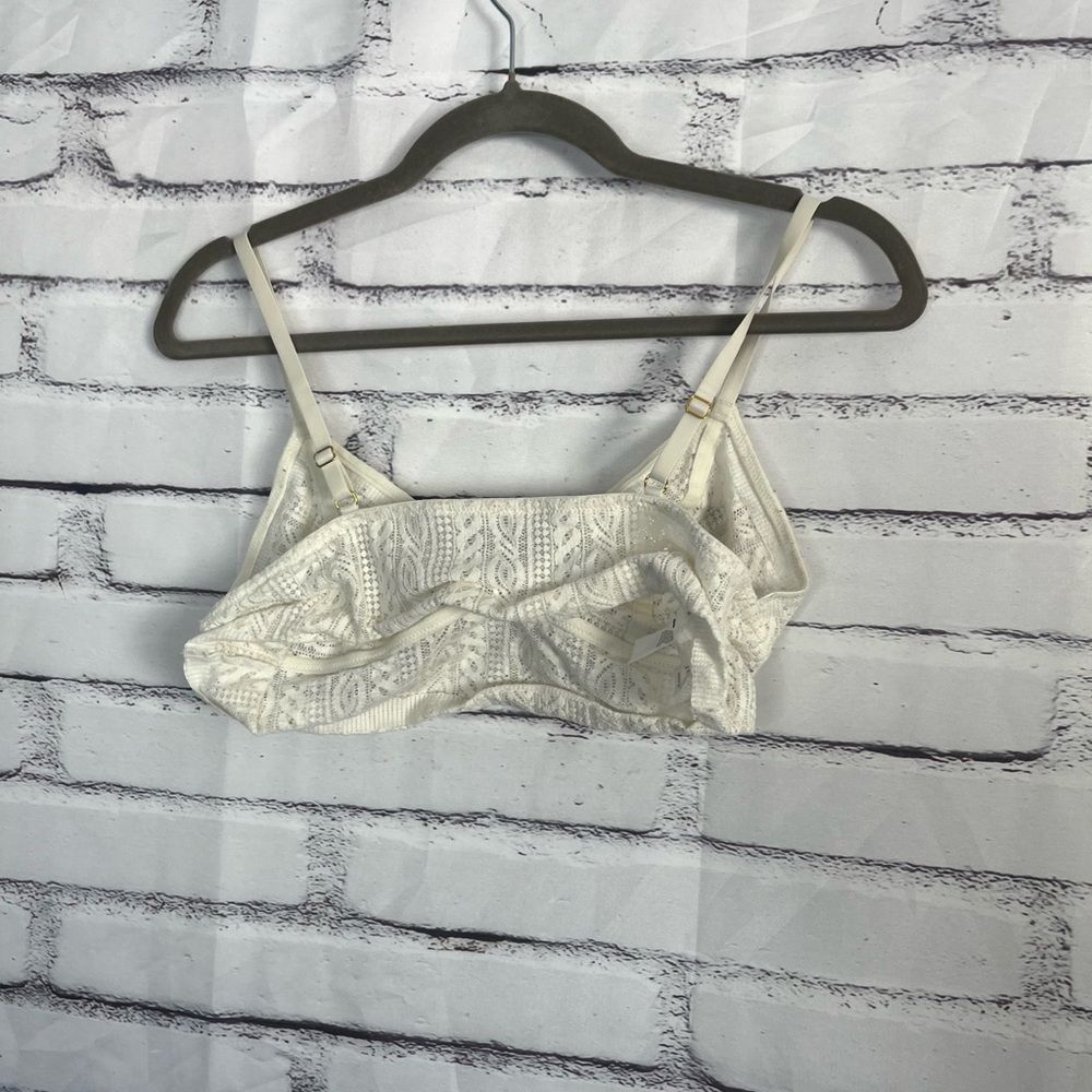 Aerie White Lace Bralette Wireless Women’s Large Soft Stretch Lined Crop Top Y2K - Picture 9 of 14